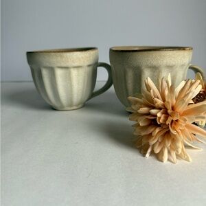 Pottery Barn Mendocino neutral Fluted Ceramic Mug